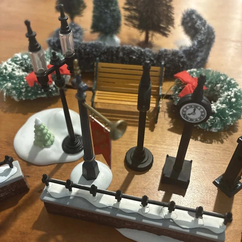 Dept 56 Lot People Wagon Fence Trees Clock Scrooge Ladder Christmas Village Huge